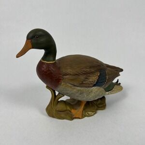 Gozzo Ceramic Mallard Duck Figurine Home Decor Hand Painted 7in